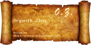 Orgonik Zina névjegykártya